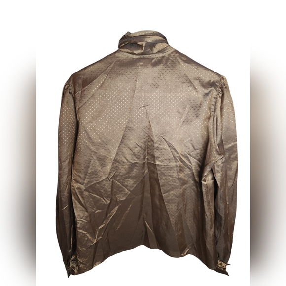 Pierre Cardin Women's Brown Gold Metallic Mock Neck Top Size 16 - Picture 2 of 4